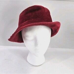 Vtg Brunschwig Womens Cloche Fedora Fancy Dress Hat Red Faux Fur Switzerland 7 M